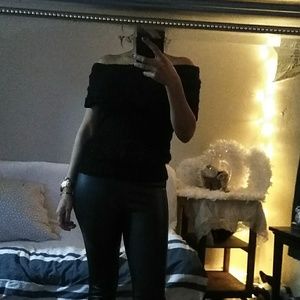 Black crochet off the shoulder sweater